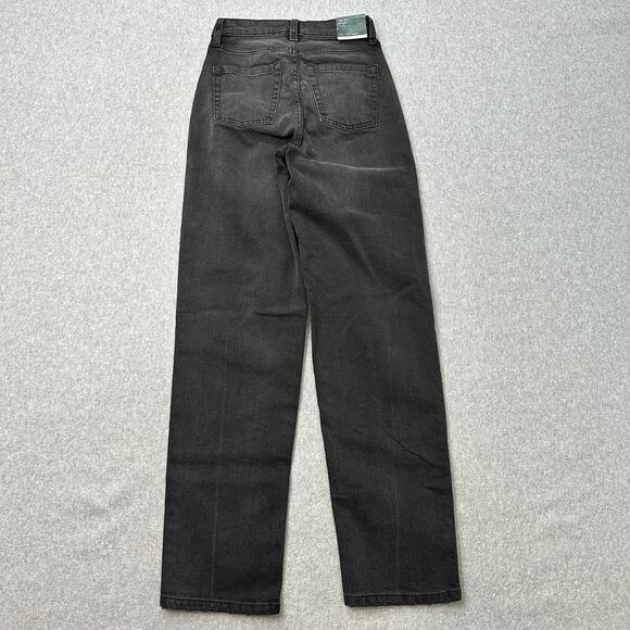 Wild Fable Jeans WMNS 00 Black Denim Easy Rigid High Rise Straight Button Fly - Picture 5 of 11